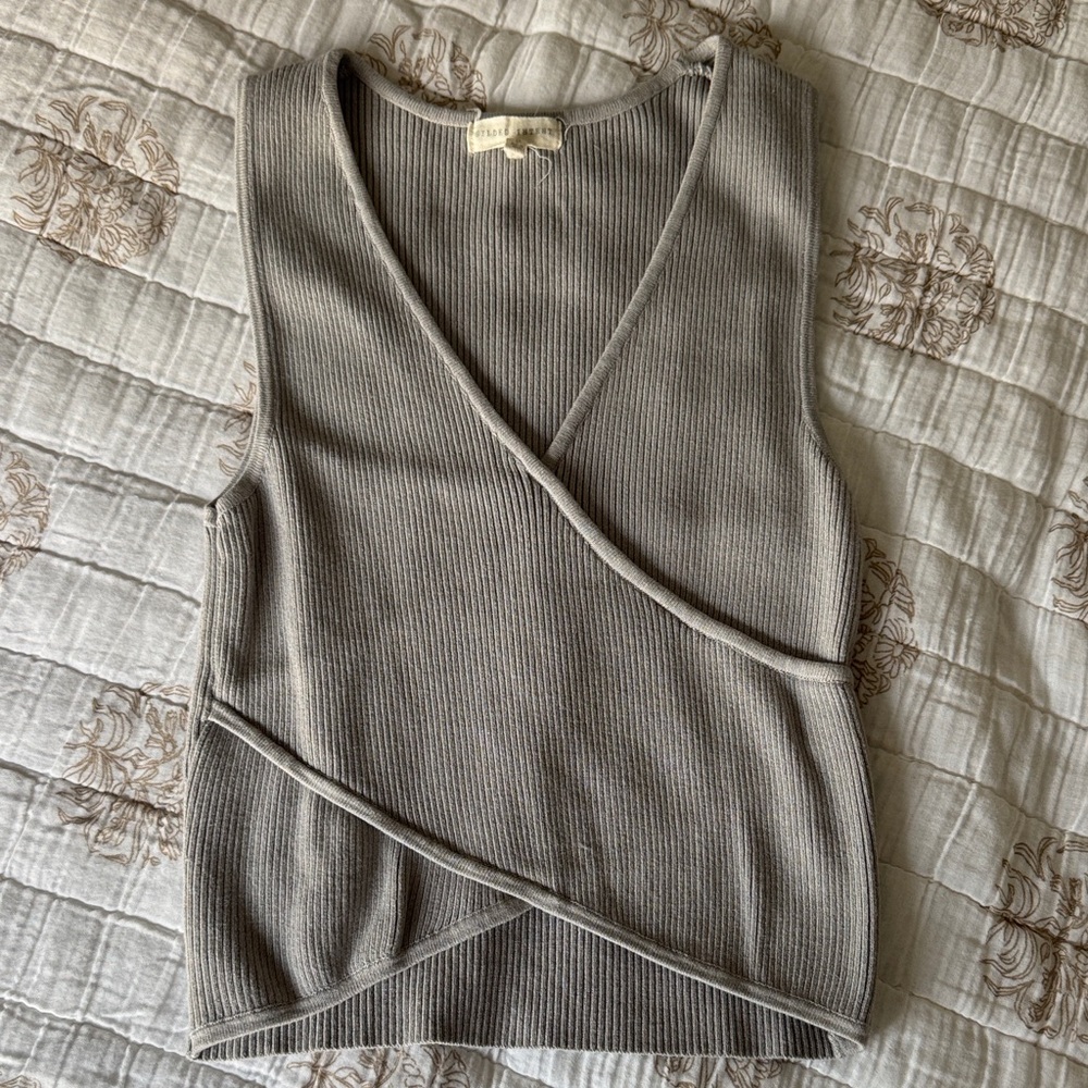 Gray Ribbed Sweater Tank